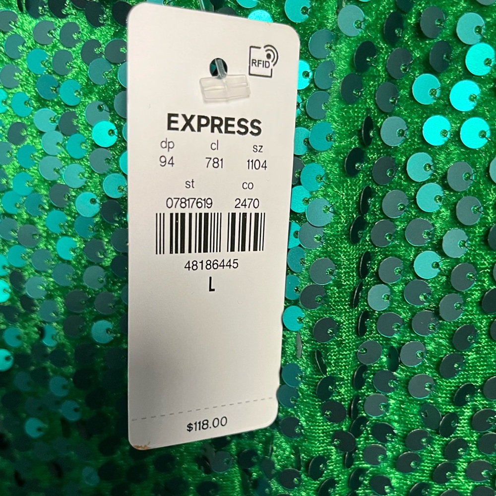 Express Emerald Green Sequin Mini With Horsebit D… - image 6
